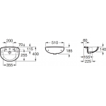 Roca Victoria A32739E000 半掛面盆：圓形設計、3個龍頭孔配置、建議用於公共空間